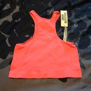 NWT Urban Outfitters Hot Pink Ribbed Seamless Raceback Cropped Top M - L